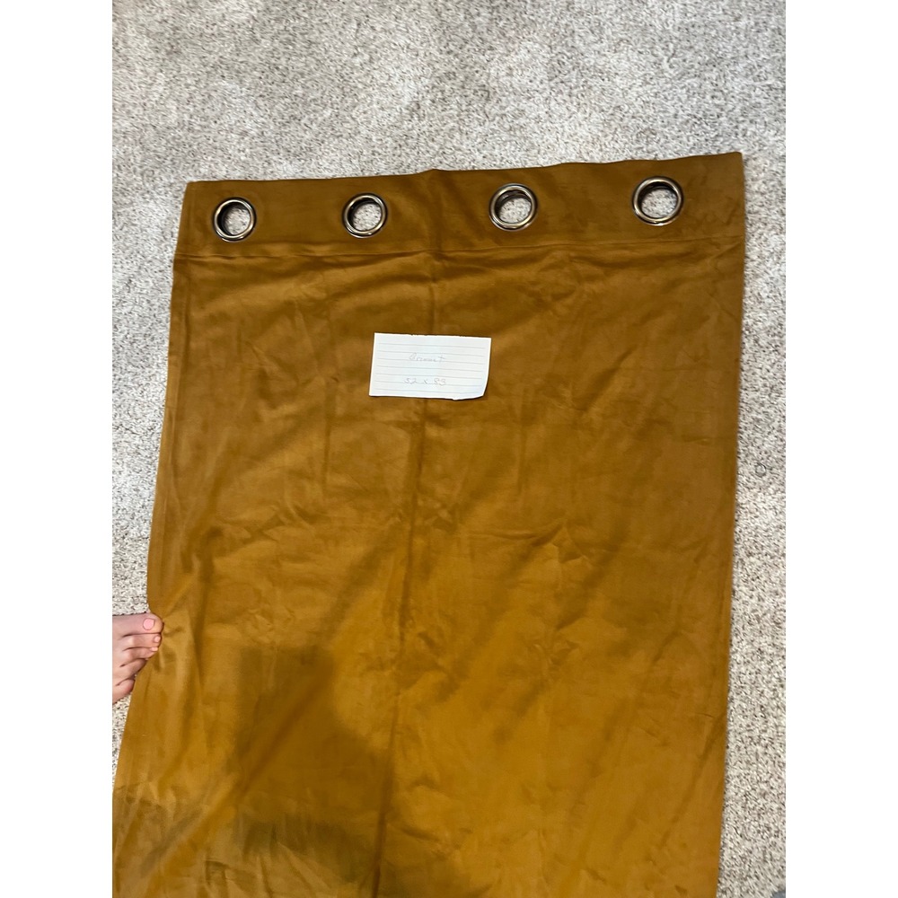 Mustard Gold Velvet Grommet Curtain Panel Set 52x83 Window Treatment